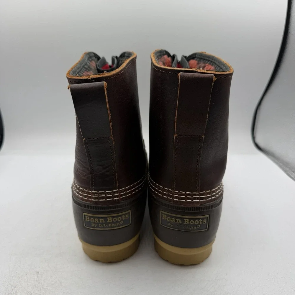 LL Bean Duck Boots Mens Sz 11 M Brown Insulated Fleece Lined Winter Front Zip